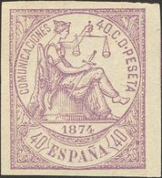 (*)148s. 1874. 40 Cts Violeta. SIN DENTAR. MAGNIFICO Y ESPECTACULAR. Edifil 2019: 335 Euros - Autres & Non Classés