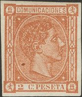 *162s. 1875. 2 Cts Castaño. SIN DENTAR. MAGNIFICO. - Other & Unclassified