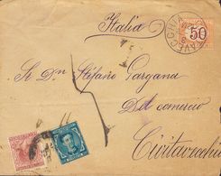 Sobre 175, 188. 1878. 10 Cts Azul Y 15 Cts Carmín. Dirigida A CIVITAVECCHIA (ITALIA). El Sello De Impuesto De Guerra No  - Other & Unclassified