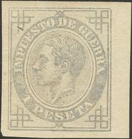 *186s. 1876. 1 Pts Gris Lila, Borde De Hoja. SIN DENTAR. PIEZA DE LUJO. Edifil 2019: +635 Euros - Other & Unclassified