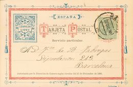 Sobre 201. 1888. 5 Cts Verde. Tarjeta Postal Decorada Con Membrete Del Comerciante Filatélico Leopoldo López De MADRID A - Andere & Zonder Classificatie