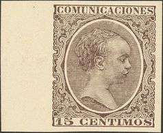 (*)219s. 1889. 15 Cts Castaño Violeta, Borde De Hoja. SIN DENTAR. MAGNIFICO Y MUY ESPECTACULAR. Edifil 2019: ++35 Euros - Other & Unclassified