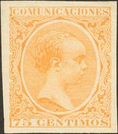 *225s. 1889. 75 Cts Naranja. SIN DENTAR. MAGNIFICO Y RARISIMO, UNO DE LOS MAS RAROS DE LA SERIE DEL PELON SIN DENTAR. Ed - Andere & Zonder Classificatie