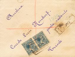 Sobre 221(2). 1900. 25 Cts Azul, Pareja. Certificado De PALMA DE MALLORCA A TRIESTE (AUSTRIA-HUNGRIA). Al Dorso Llegada. - Andere & Zonder Classificatie