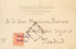 Sobre 243. 1903. 10 Cts Rojo. Tarjeta Postal De CANDAS (ASTURIAS) A MADRID. Matasello CARTERIA / CANDAS, En Violeta. MAG - Sonstige & Ohne Zuordnung