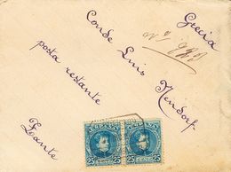 Sobre 248(2). 1902. 25 Cts Azul, Pareja. Certificado De PALMA DE MALLORCA A ZANTE (GRECIA). Al Dorso Tránsitos Barcelona - Autres & Non Classés