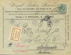 Sobre 268. 1912. 5 Cts Verde. Carta Con Membrete De Miguel Gálvez De MADRID A BELGRADO (SERBIA), Reexpedida A SOFIA (BUL - Andere & Zonder Classificatie