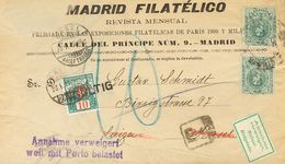 Sobre 268(2). 1914. 5 Cts Verde. Faja De Periódico Con Membrete Madrid Filatélico De MADRID A BASILEA (SUIZA). Tasada A  - Autres & Non Classés