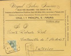 Sobre 272. 1917. 20 Cts Verde Bronce BISECTADO. Carta Con Membrete De Miguel Gálvez Certificada Por Correo Interior. MAG - Sonstige & Ohne Zuordnung