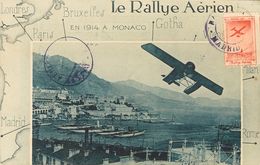 Sobre Yv . 1914. Sin Valor, Rosa Sobre Tarjeta Postal RALLY AERIEN De MADRID A MONACO. MAGNIFICA. - Autres & Non Classés