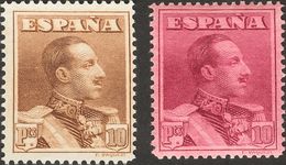 **/(*)323df, 323ec. 1922. 10 Pts Castaño DENTADO 14 Y 10 Pts Carmín Lila CAMBIO DE COLOR. MAGNIFICOS. Edifil 2015: 173 E - Autres & Non Classés