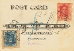 Sobre 317, 319. 1925. 25 Cts Y 40 Cts. Tarjeta Certificada "THE TRANS-POLAR FLIGHT EXPEDITION" De MADRID A CHRISTIANA Y  - Sonstige & Ohne Zuordnung