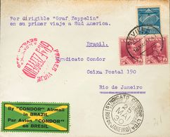 Sobre 322(2). 1930. 4 Pts Lila Carmín, Dos Sellos Y 2000 Reis Del Sindicato Cóndor De Brasil. Graf Zeppelin De SEVILLA A - Other & Unclassified