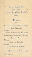 1929. Tarjeta Con El Menú Ofrecido A Los Tripulantes Del Avión Jesús Del Gran Poder En Montevideo (Uruguay) Firmada Al D - Autres & Non Classés