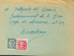 Sobre 687, 747. 1938. 30 Cts Carmín Y 15 Cts Verde. CARRASCOSA DE HARO (CUENCA) A BARCELONA. Matasello Cartería Especial - Autres & Non Classés