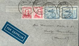 Sobre 689(2), 685, 686. 1935. 2 Pts Azul, Dos Sellos, 25 Cts Carmín Y 30 Cts Carmín. Graf Zeppelin De MADRID A RECIFE (B - Autres & Non Classés