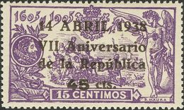 **755. 1938. 45 Cts Sobre 15 Cts Violeta. Excelente Centraje. PIEZA DE LUJO. - Autres & Non Classés