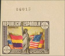 **763s. 1938. 1 Pts Multicolor, Esquina De Pliego. SIN DENTAR. MAGNIFICO. Edifil 2019: +100 Euros - Andere & Zonder Classificatie