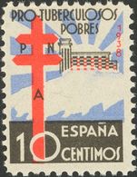 **840, 866. (1937ca). Dos Sellos Del 10 Cts Negro Azul Y Rojo De PROTUBERCULOSOS, Bien Centrados. MAGNIFICOS. Edifil 201 - Autres & Non Classés