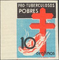 **840s. 1937. 10 Cts Negro, Azul Y Rojo, Borde De Hoja. SIN DENTAR. MAGNIFICO Y MUY ESPECTACULAR. Edifil 2019: +85 Euros - Autres & Non Classés