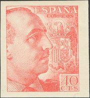 **925ccs. 1940. 40 Cts Rosa. Variedad CAMBIO DE COLOR Y SIN DENTAR. MAGNIFICO Y RARO. Cert. CEM. Edifil 2015: 700 Euros - Autres & Non Classés