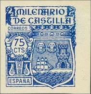 *982s. 1945. 75 Cts Azul, Borde De Hoja. SIN DENTAR. MAGNIFICO Y RARISIMO, MUY ESPECTACULAR. Cert. CEM. Edifil 2019: +50 - Autres & Non Classés