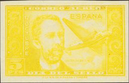 **983ccs. 1944. 5 Pts Amarillo. CAMBIO DE COLOR Y SIN DENTAR. MAGNIFICO Y RARO. Cert. COMEX. Edifil 2015: 750 Euros - Other & Unclassified