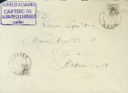 Sobre . 1951. 10 Cts Negro De Mutualidad Postal, Dos Sellos. ALBARES A MADRID. En El Frente Marca AURELIO ALVAREZ / CART - Autres & Non Classés