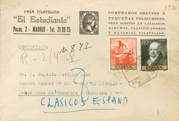 Sobre 1215, 1216. 1958. 80 Cts Verde Y 1 Pts Rojo. Carta Con Membrete Del Comerciante Filatélico El Estudiante Certifica - Autres & Non Classés