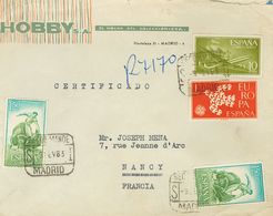 Sobre 1263(2), 1371, 1179. 1963. 1'50 Pts Verde Y Azul, Dos Sellos, 1 Pts Rojo Y 10 Pts Verde Oliva. Carta Con Membrete  - Autres & Non Classés