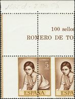 **1665dh(2). 1965. 5 Pts Castaño, Pareja. Variedad DENTADO VERTICAL DESPLAZADO. MAGNIFICA Y RARA. Edifil 2015: +++200 Eu - Autres & Non Classés