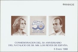 **15P. 1988. Prueba De Lujo. 50º ANIVERSARIO NATALICIO DE LOS REYES. MAGNIFICA. Edifil 2019: 120 Euros - Sonstige & Ohne Zuordnung