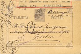 Sobre EP11. 1885. 10 Cts Violeta Gris (Tipo II) Sobre Tarjeta Entero Postal Con Membrete Del Comerciante Filatélico Féli - Autres & Non Classés