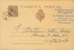 Sobre EP27. 1892. 10 Cts Castaño Sobre Tarjeta Entero Postal Con Membrete Estampado Del Comerciante Filatélico Alfonso S - Otros & Sin Clasificación