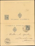 Sobre EP28. 1896. 15 Cts+15 Cts Azul Gris Sobre Tarjeta Entero Postal De Ida Y Vuelta, La Vuelta Circulada De PALMA DE M - Andere & Zonder Classificatie