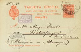 Sobre EP47. 1905. 10 Cts Naranja Sobre Tarjeta Entero Postal Con Membrete Estampado F.CARRERAS Y / CANDI De BARCELONA A  - Otros & Sin Clasificación