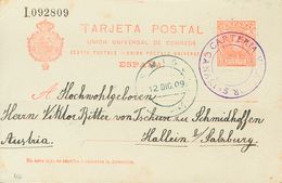 Sobre EP47. 1909. 10 Cts Naranja Sobre Tarjeta Entero Postal De VILLAFLOR A HALLEIN (AUSTRIA). Matasello Especial CARTER - Otros & Sin Clasificación