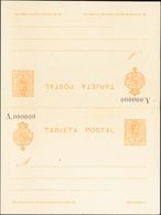 (*)EP52N. 1910. 20 Cts+20 Cts Naranja Sobre Tarjeta Entero Postal, De Ida Y Vuelta. NºA000000. MAGNIFICA. Edifil 2017: 1 - Altri & Non Classificati