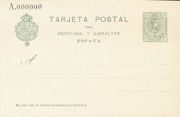 (*)EP55BN. 1916. 5 Cts Verde Sobre Tarjeta Entero Postal. NºA000000. MAGNIFICA. Edifil 2017: 105 Euros - Sonstige & Ohne Zuordnung