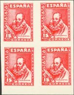 (*). 1938. 15 Cts Violeta Y 15 Cts Rojo, Bloques De Cuatro. ENSAYOS DE COLOR, De Los Sellos Destinados A Los Enteros Pos - Other & Unclassified