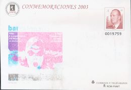 (*)EP87. 2003. Tarifa A Sobre Entero Postal Conmemorativo BARCELONA 03, Con La Variedad IMPRESION PARCIAL DE LA ILUSTRAC - Autres & Non Classés
