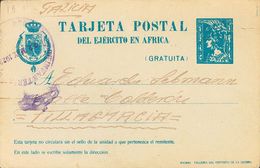 Sobre EPM2A. 1922. Sin Valor, Azul. Tarjeta Entero Postal Militar Del Ejército En Africa De MONTE-MAGAN A VILLAGARCIA DE - Otros & Sin Clasificación