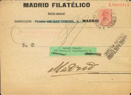 Sobre EP203. . 10 Cts Rosa Sobre Faja De Periódico Entero Postal Privado MADRID FILATELICO (tampón Huertas). MADRID A NA - Sonstige & Ohne Zuordnung