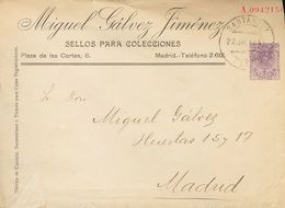 Sobre EP258. 1917. 15 Cts Violeta Sobre Entero Postal Privado MIGUEL GALVEZ De SANTANDER A MADRID. Al Dorso Llegada. MAG - Autres & Non Classés