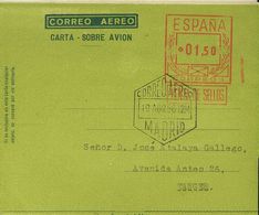 Sobre AE7cca. 1956. 1'50 Pts Sobre Aerograma (Tipo I). ENSAYO DE COLOR, En Verde Brillante. MADRID A TANGER. MAGNIFICO. - Autres & Non Classés