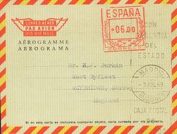 (*)AE101. 1969. 6 Pts Sobre Aerograma (Tipo K Sin Precio). MADRID A WEYBRIDGE (INGLATERRA). MAGNIFICO. (Láiz 2006, 340 E - Autres & Non Classés