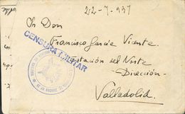 Sobre . 1937. CASTILLO DE VILLAFRANCA (FRENTE DE BRUNETE) A VALLADOLID, Carta Con Texto Interior Que Remite El Alférez I - Altri & Non Classificati