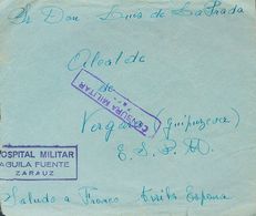 Sobre . (1938ca). ZARAUTZ A VERGARA. Marca HOSPITAL MILITAR / AGUILA FUENTE / ZARAUZ, En Violeta. MAGNIFICA Y MUY RARA. - Sonstige & Ohne Zuordnung