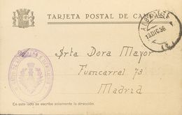 Sobre . 1936. Tarjeta Postal De Campaña De ALBACETE A MADRID. Marca De Franquicia GRUPO DE ALUMBRADO E ILUMINACION, En V - Sonstige & Ohne Zuordnung