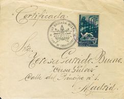 Sobre 774. 1938. 1'25 Pts Azul. Certificado Dirigido A MADRID. Matasello De Correo De Campaña (poco Visible), En Violeta - Otros & Sin Clasificación